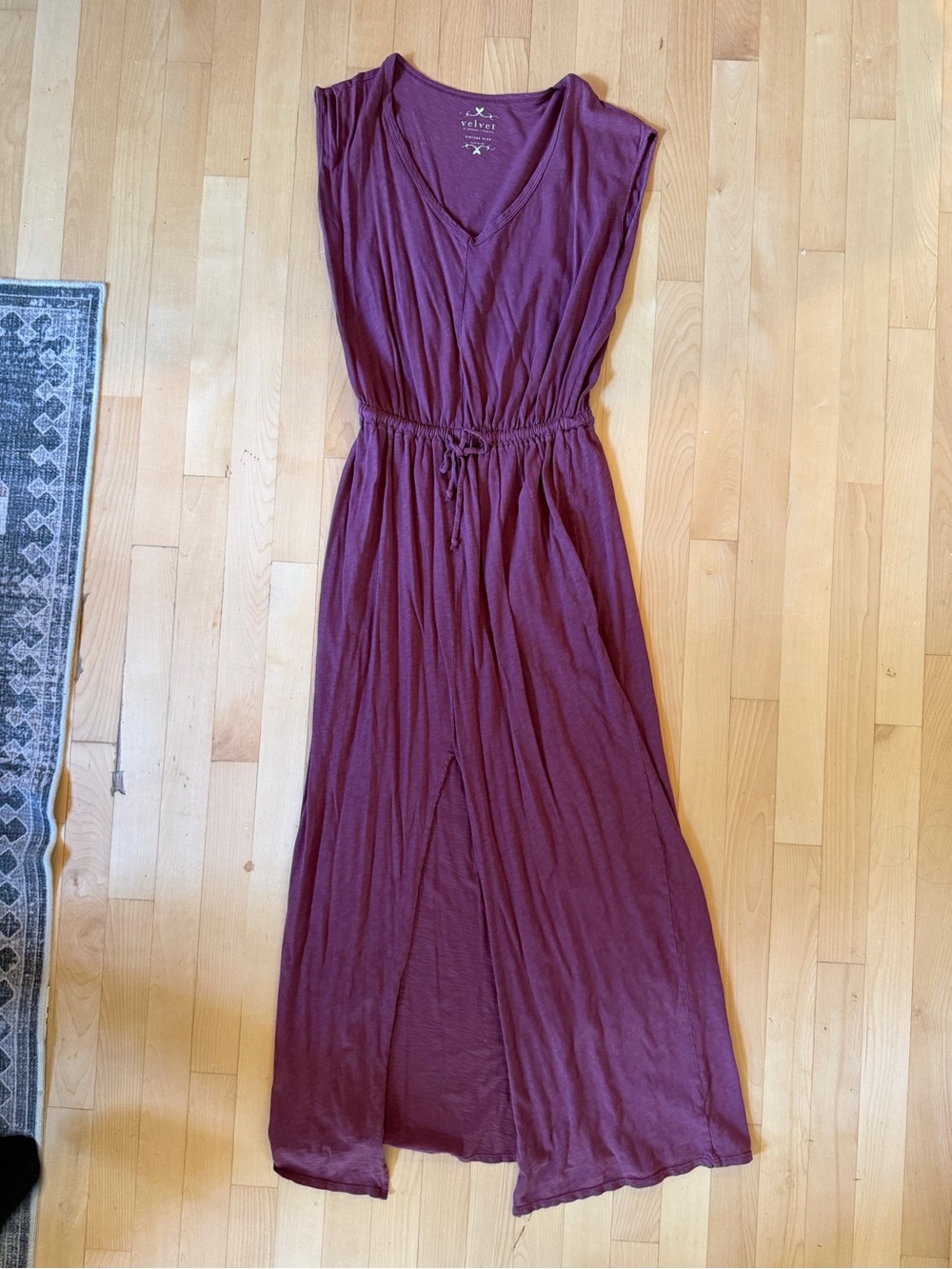 Velvet Sleeveless V-Neck Maxi Dress in Plum